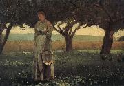 Winslow Homer The girl in the orchard oil